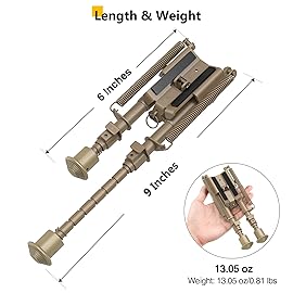 CVLIFE 6-9 Inch Bipod for Rifle Compatible with M-Rail Sling Stud Rifle Bipod with Adapter for Hunting and Outdoors