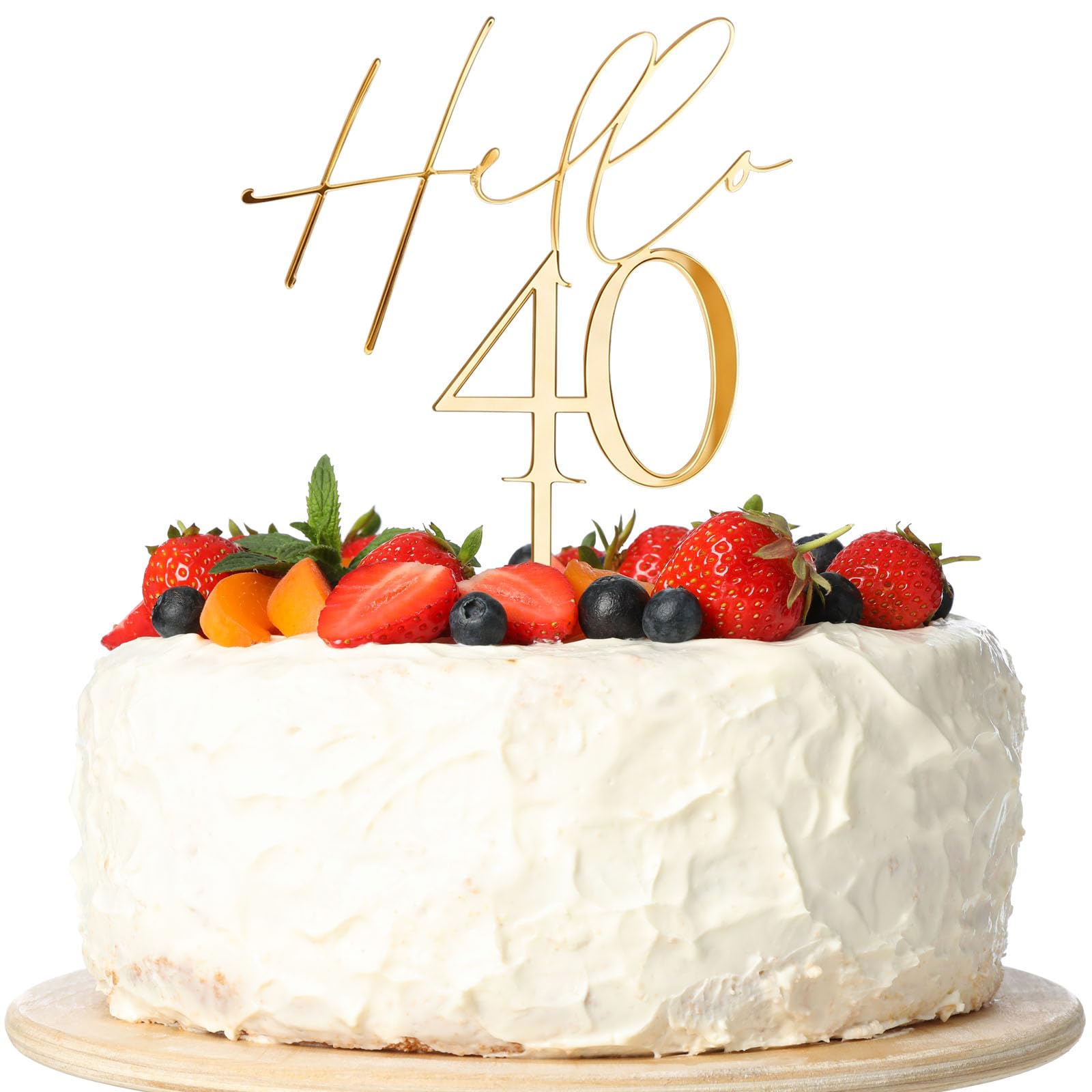 40th Birthday Cake Topper Gold Acrylic - Elegant 40 Cake Topper for Women and Men - Reusable Happy 40th Birthday Cake Decorations - Premium 40th Anniversary Party Supplies (9x15cm)