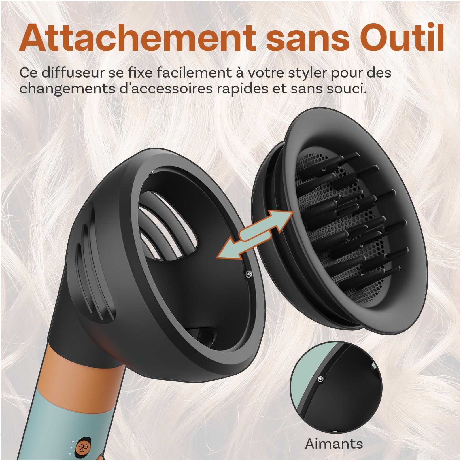 Diffuseur Wave Curl pour Dyson Airwrap par MMOBIEL – Embout Compatible HS01, HS05, HS08 – Double Mode Flux d'Air & Diffusion pour Boucles Définies, Volume et Ondulations – Accessoire Coiffure - Gris