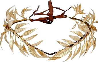 Golden Greek Laurel Crown, Adjustable Headband, Metal Frame With Ribbon Ties, Perfect For Goddesses