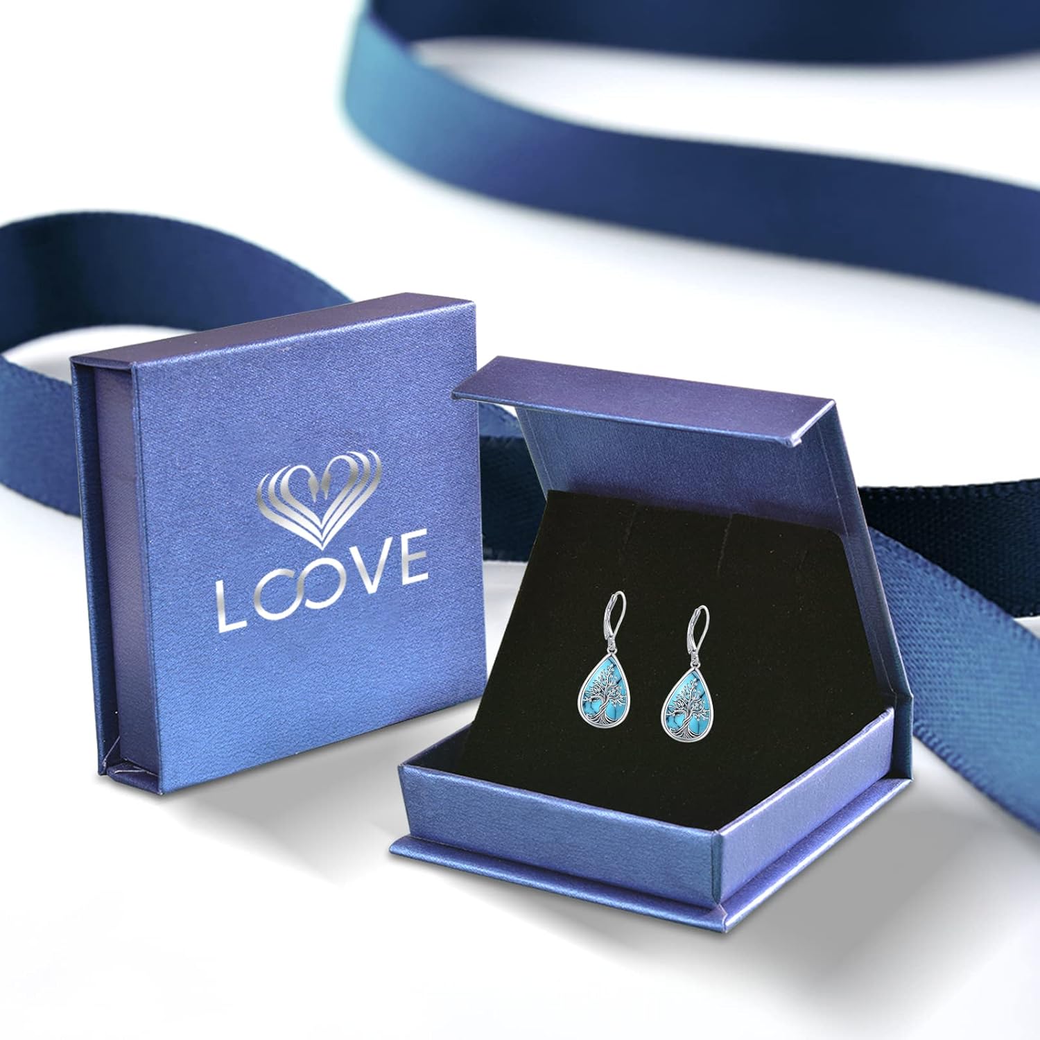 Sterling Silver Tree of Life/Flower/Bee/Animals/Cat/Hummingbird Dangle Earrings Moonstone Turquoise Drop Leverback Earrings Jewelry Gifts - Image 8