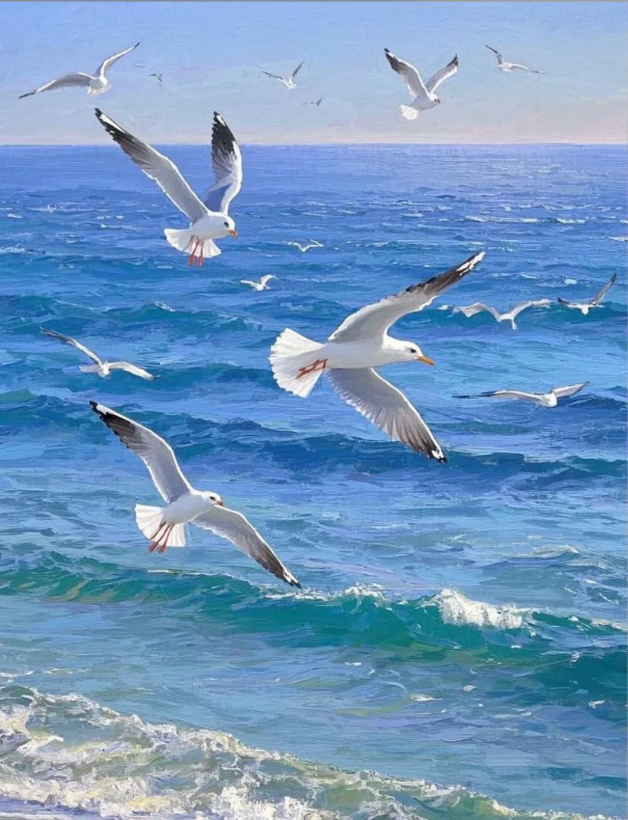 Stithej Stamped Cross Stitch Kit Seaside Bird 11CT for Adult Beginners