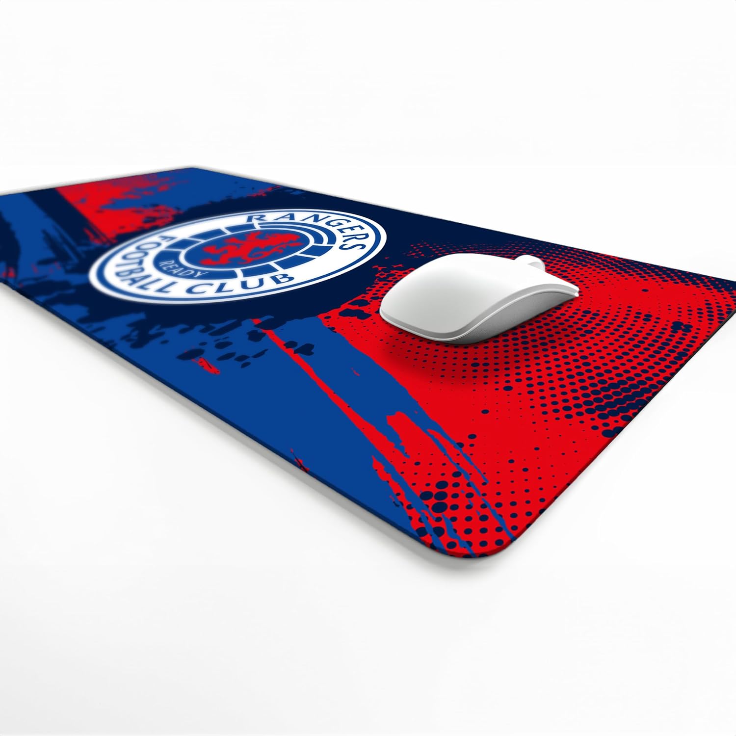 Rangers Football Club - Vinyl Desk Mat - Full Colour Crest on Textured Background - 43 x 90 cm