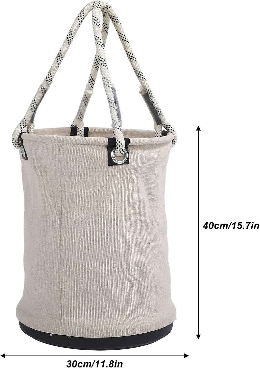 HERCHR Canvas Bucket, 40x30cm 30KG Load Bearing Collapsible Canvas Bucket Plastic Bottom NailsBolts Tool Organizer for Maintenance Work (White)