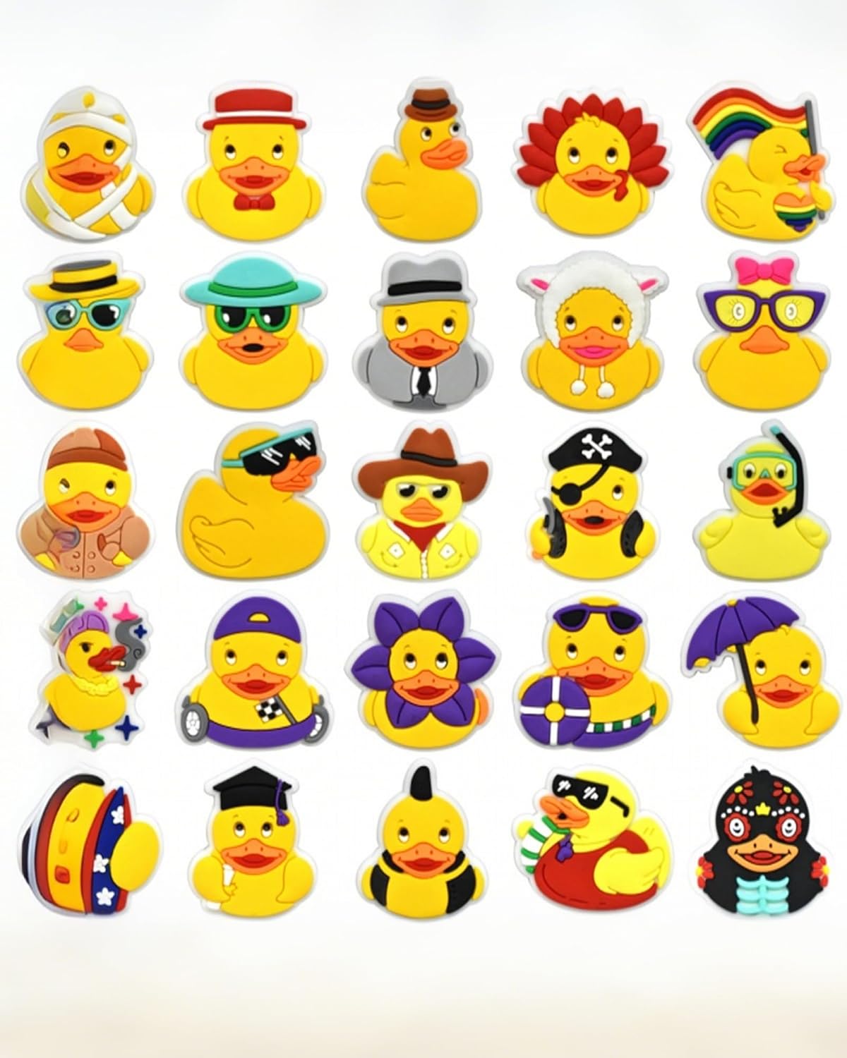 25PCS PVC Little Yellow Duck Shoe Charms with Pins, Animal Themed Shoe Decor Set, Versatile Accessories for Beach Bags & Shoes, Gifts Idea for Birthdays, Christmas, Halloween，Party Favors Shoes