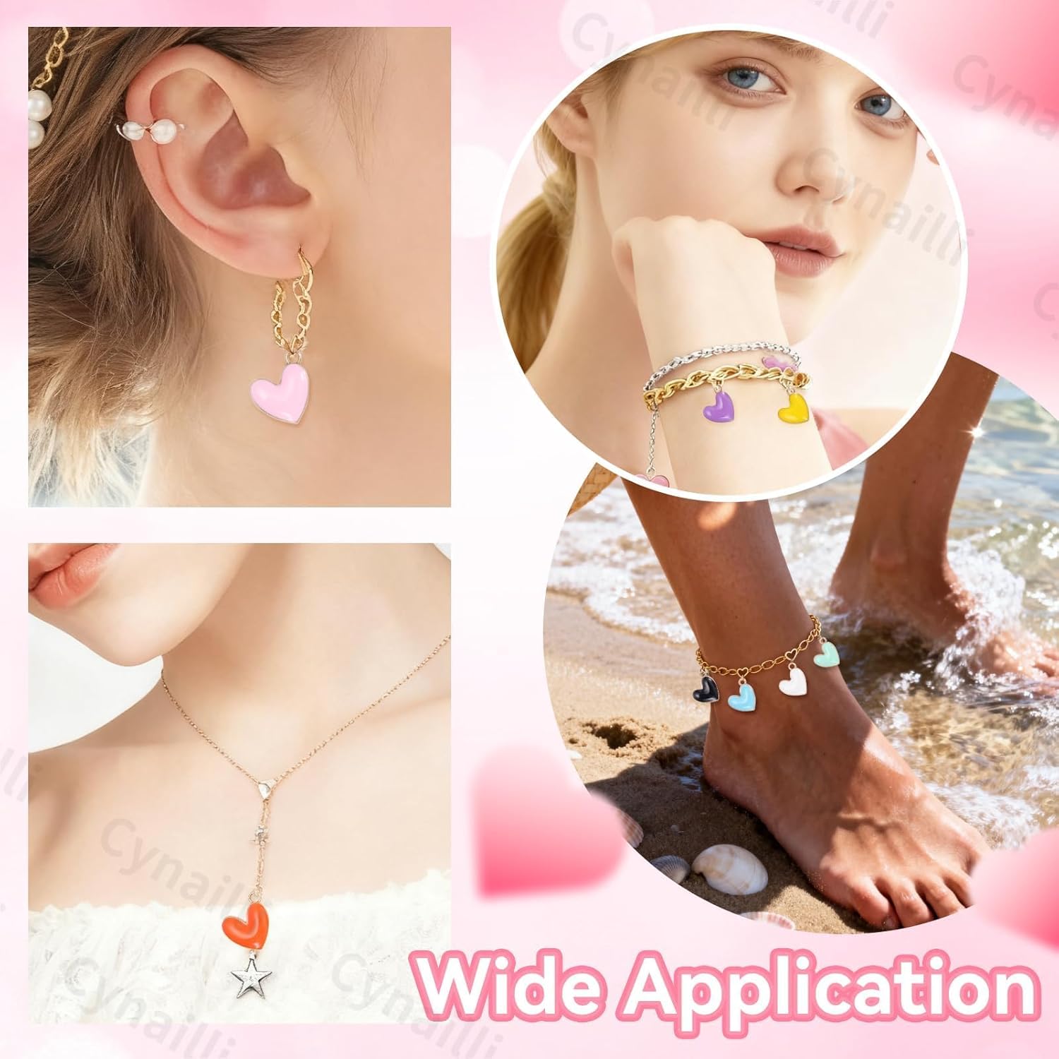 50Pcs Heart Enamel Love Dangle Charms, Colorful Heart Pendants Charm for Jewelry Making DIY Bracelet Necklace Earrings Crafts Supplies - Image 7