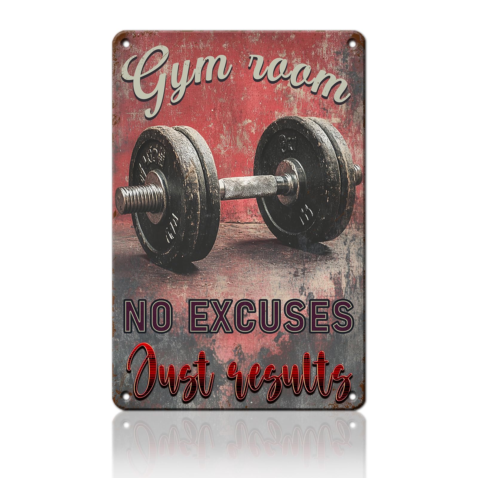Anceky No Excuses Just Results Metal Sign Retro Tin Sign Funny Wall Decor for Farmhouse Home Entryway Window Yard 12×8 Inch