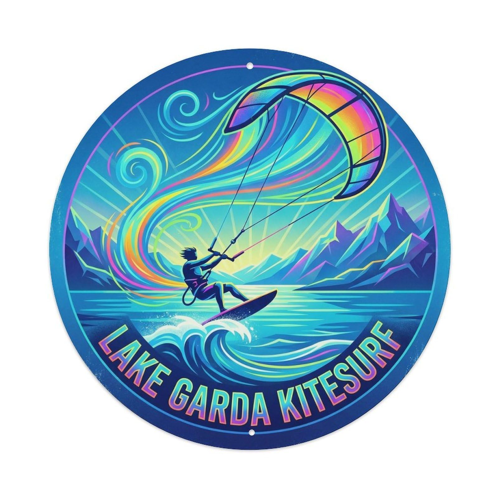 Kitesurfing Lake Garda Italy Landmark Travel Retro Metal Tin Sign