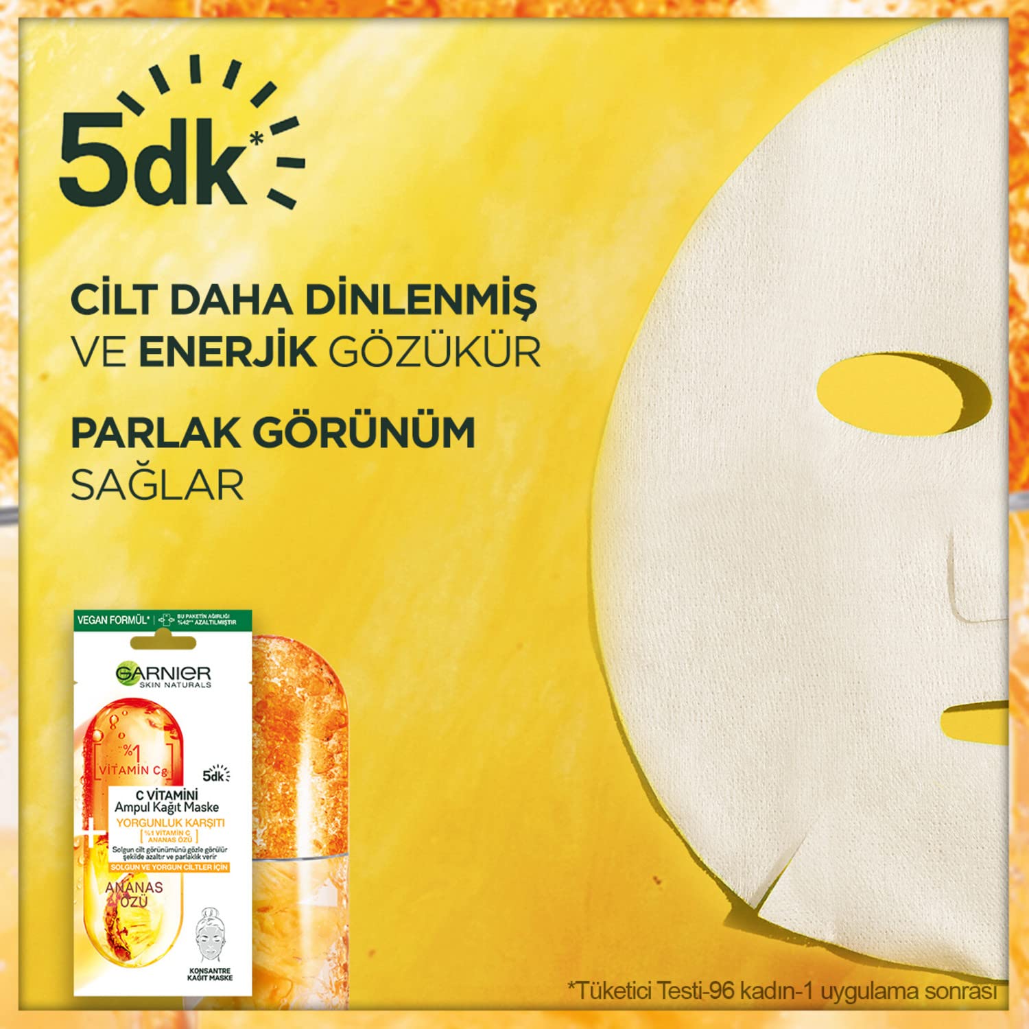 Garnier C Vitamini Yorgunluk Karşıtı Ampul Kağıt Yüz Maskesi