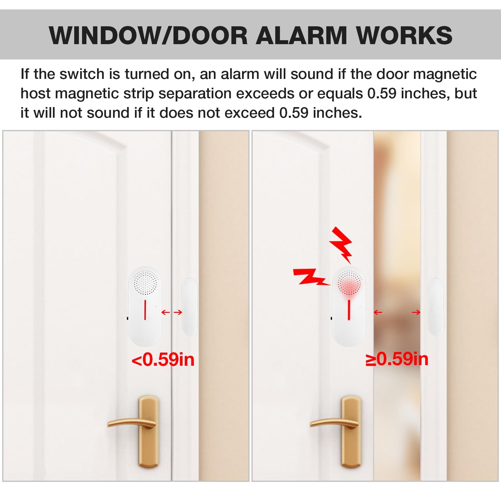 Alarma de puerta y ventana, alarmas de puerta de 110 dB para seguridad de los niños, alarma antirrobo inalámbrica para puerta, ventana, piscina, para el hogar (paquete de 2)