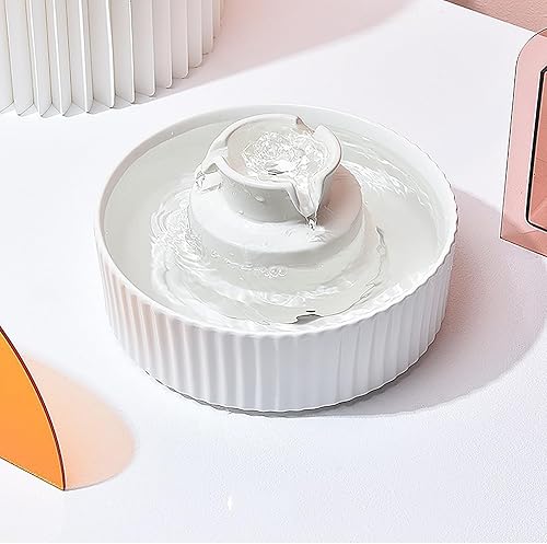 Miniatura 3 de Fuente de agua de cerámica para gatos, dispensador de agua en torre de 2.1 L71.02 onzas, dispensador de agua para perros, fuente para gatos, bomba