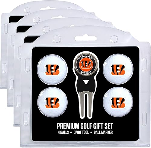 Vista 5 de Team Golf NFL - Pelotas de golf de tamaño reglamentario (4 unidades) y herramienta Divot con marcador magnético extraíble de doble cara