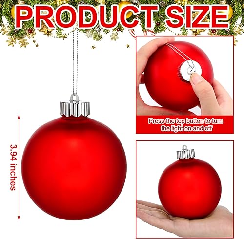 Miniatura 2 de 12 luces LED iluminadas de Navidad para decoración al aire libre, luces pulsantes de globo de Navidad, funciona con pilas, luces colgantes para