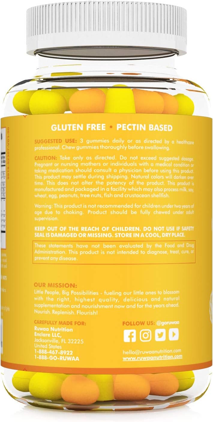 RUWAA NUTRITION Omega 3 Gummies. Gummies, DHA. NO Fish Oil Fatty acids Supplement. Supports Heart, Brain, Eyes & Joints. Vegetarian 180ct (2)