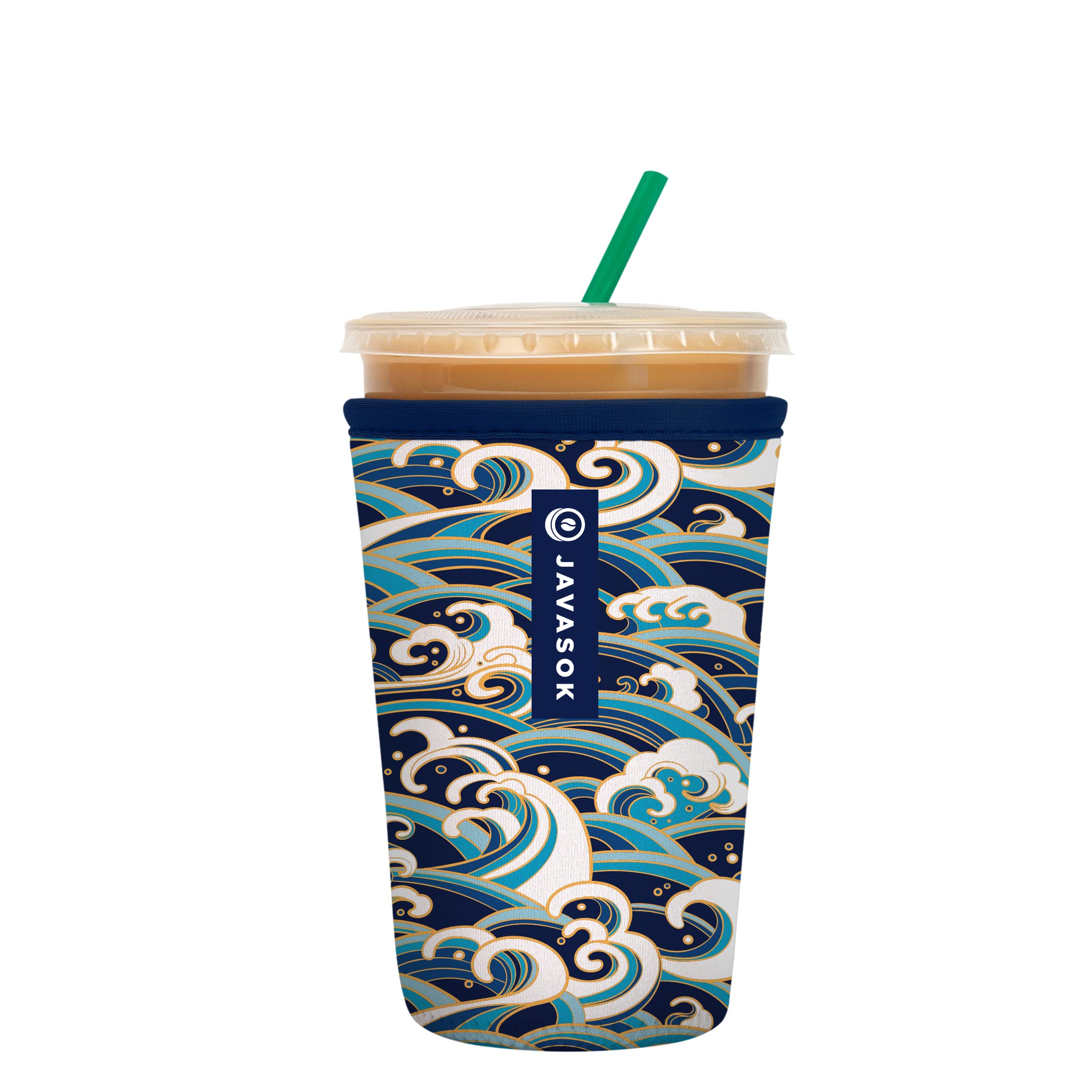 Sok It JavaSok Iced Coffee & Cold Soda Insulated Neoprene Cup Sleeve (Perfect Wave, Medium: 22-28oz)