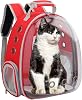 Cat Backpack Carriers, Ventilate Transparent Space Capsule Backpack for Puppies Traveling, Camping and Hiking (red)