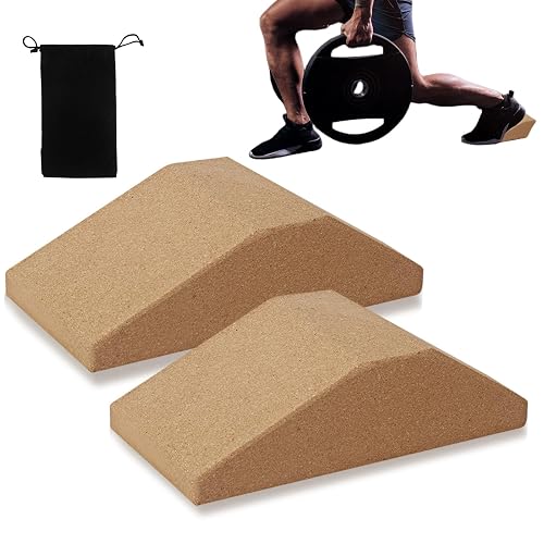 2er-Pack Kork-Kniebeugen-Keilblock, Wadendehner Squat Wedge, Rutschfest für Erhöhte Ferse, Slant