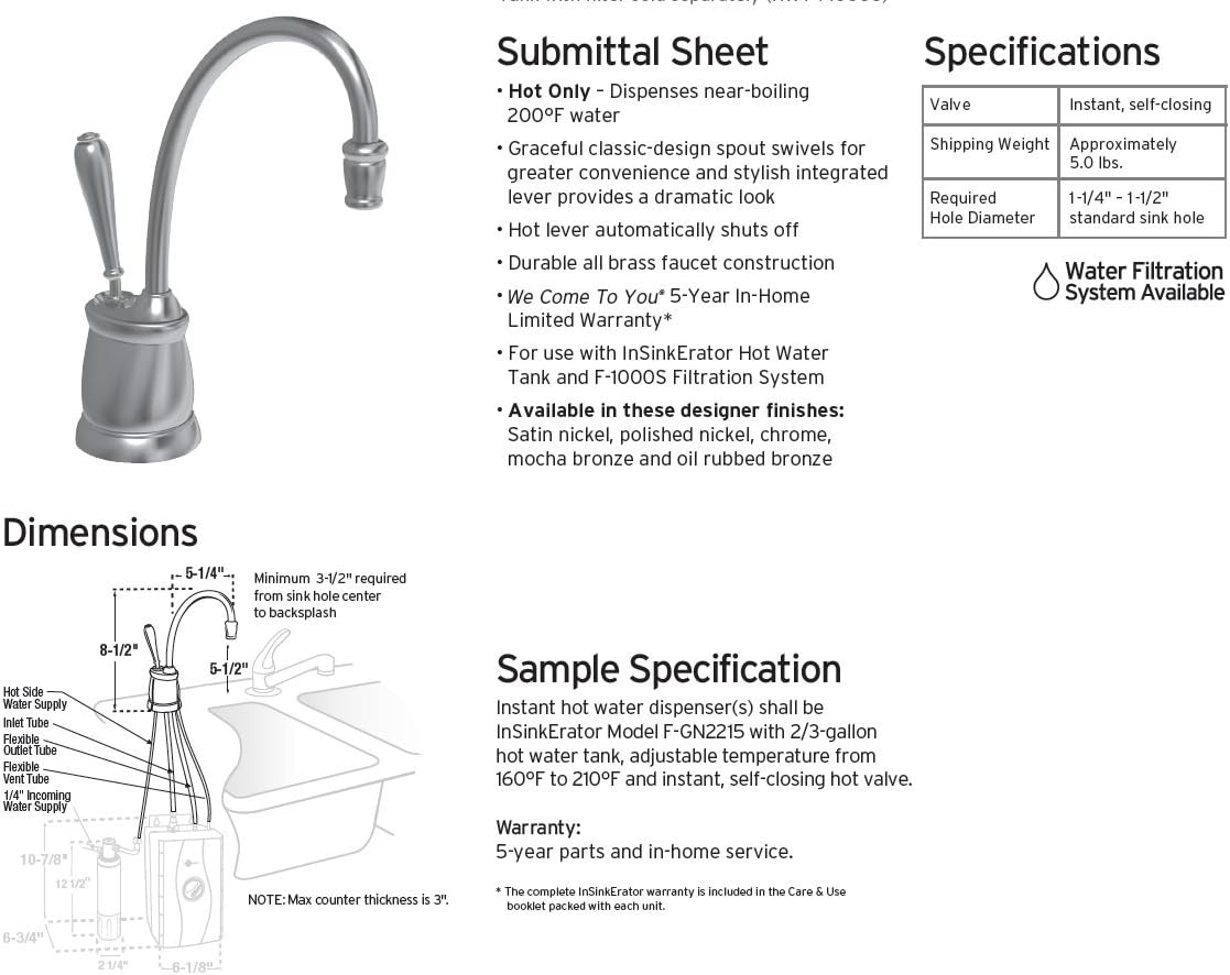 Flash Sale InSinkErator Tuscan Instant Hot and Cold Water Dispenser Faucet, Oil Rubbed Bronze, F-HC2215ORB