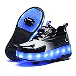 Ehauuo Unisex Roller Shoes Kids Sparkling Wheels Shoes Girls Light up Roller Skates Sneakers Boys Rechargeable Flashing Sneakers for Gift
