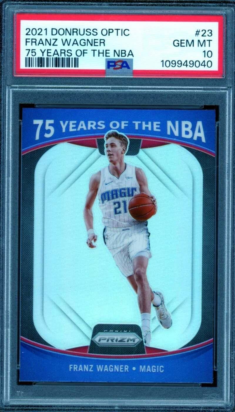Franz Wagner Card 2021-22 Donruss Optic 75 Years Of The NBA (pop 5) #23 PSA 10 - Unsigned Basketball Cards