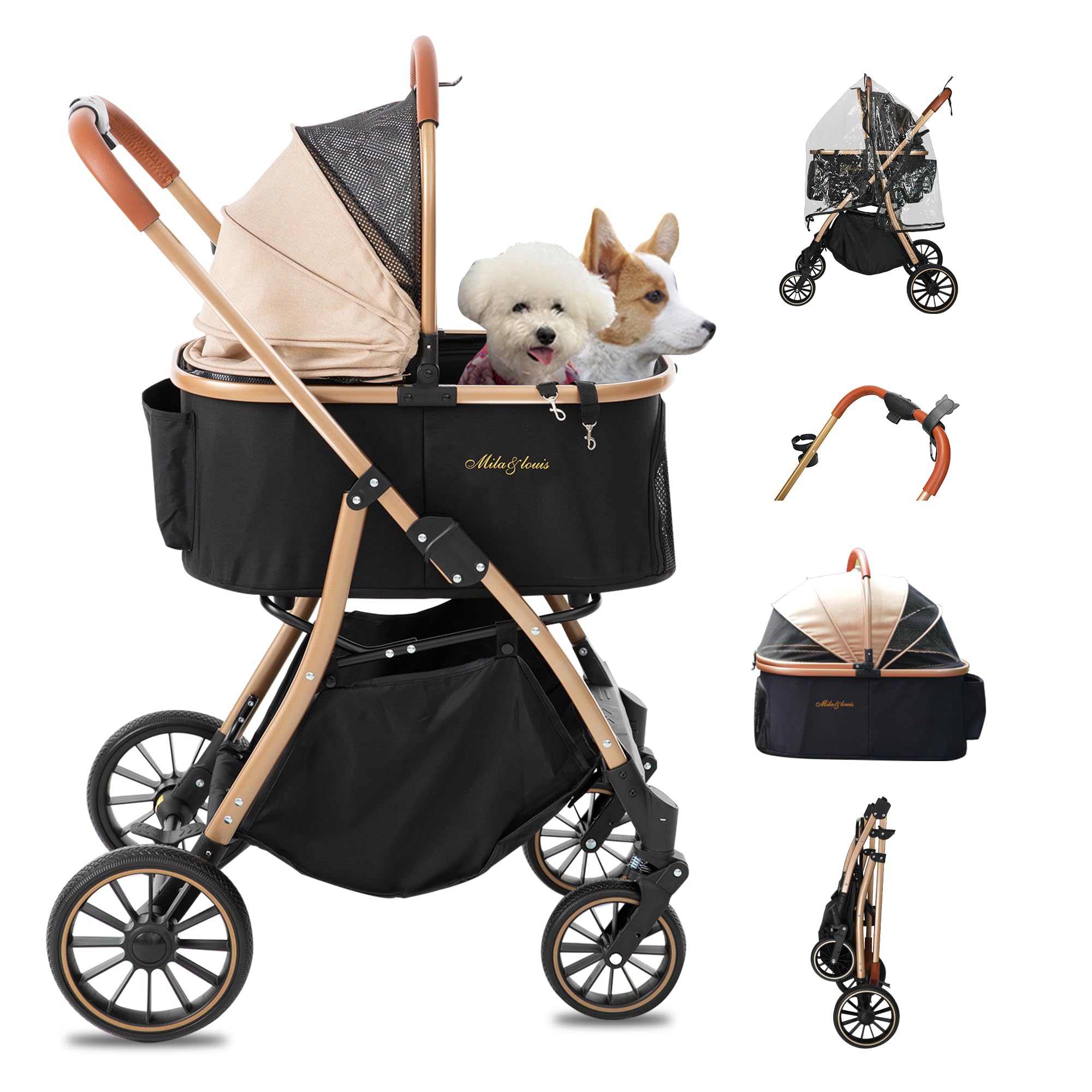 Amazon | 【2026大耐摩輪·軽量6.4KG】MILA&LOUIS ペットカート分離型