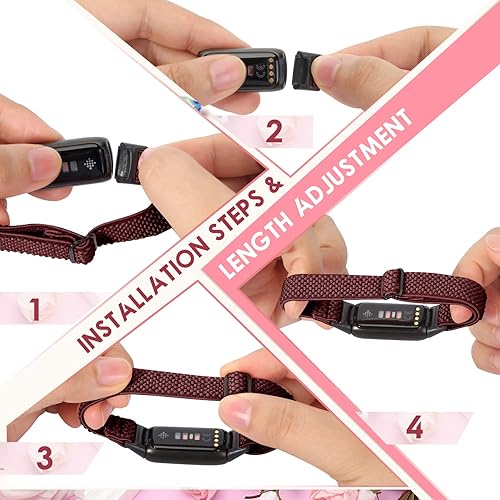 Miniatura 3 de Bandas elásticas de nailon solo compatibles con correas Fitbit Luxe para mujeres y hombres, correa deportiva transpirable ajustable de repuesto para