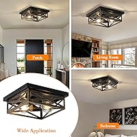 Vista 4 de Rustic Flush Mount Ceiling Light Fixture, Modern Farmhouse Light Fixture, Kitchen Hallway Light Fixtures for Bedroom,Dining Room Entryway,Industrial