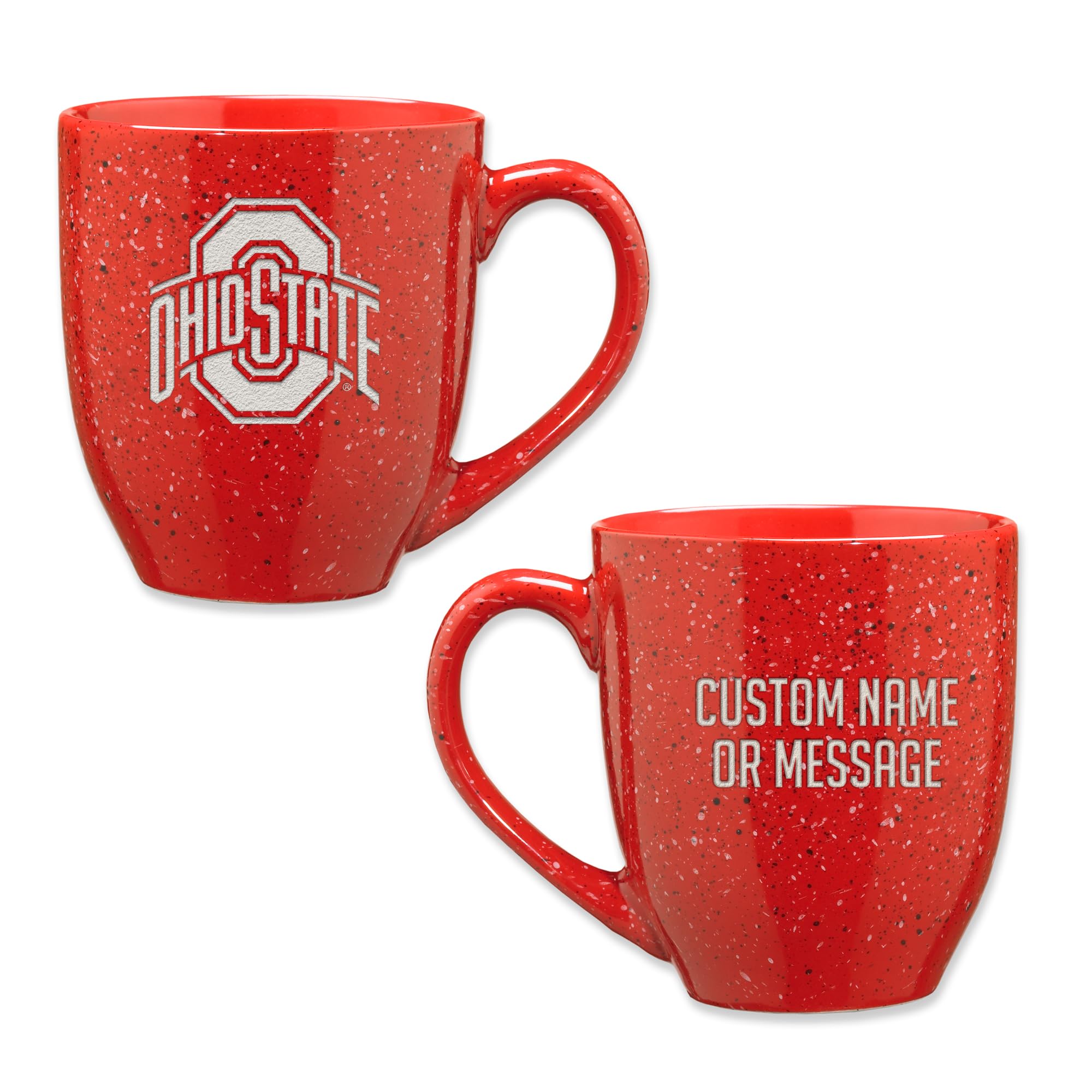 Rico Industries NCAA Ohio State Buckeyes Red Personalized 16oz Team Color Laser Engraved Speckled Ceramic Coffee Mug