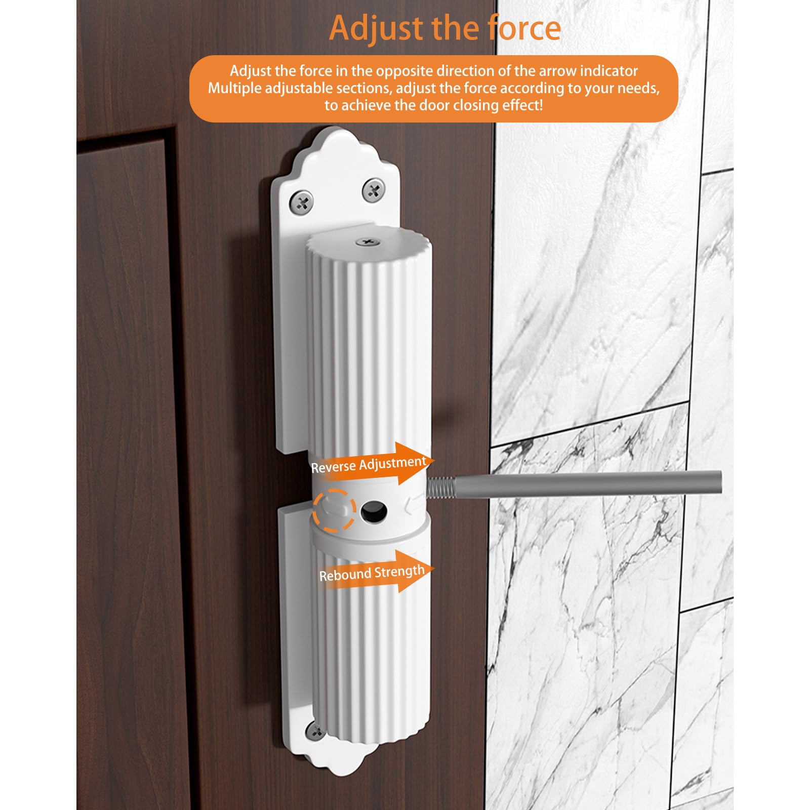 Vurlexat Automatic Door Closer, Zinc Alloy Safety Spring Door Closer 20-60kg Closing Door Hinge - Image 4