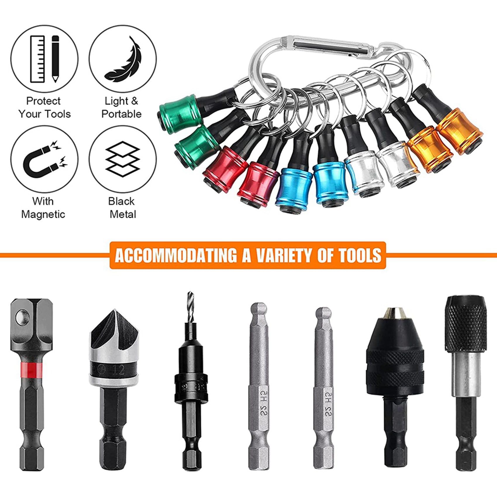 Lot de 50 vis à tige hexagonale 1/4" pour tournevis, embouts, support de rallonge, tige de serrage, adaptateur de vis, forets (5 couleurs)