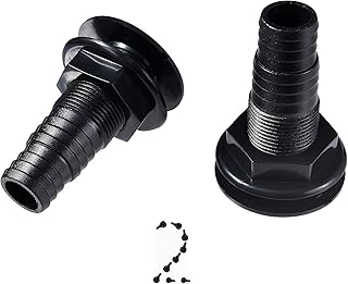 2 Pcs Thru Hull Fitting – Plastic Through Hull Connector, Straight Thru Hull Fittings for Boats, Bilge Pump Drain Vent Hose for Yacht, Sail, RV, and Truck