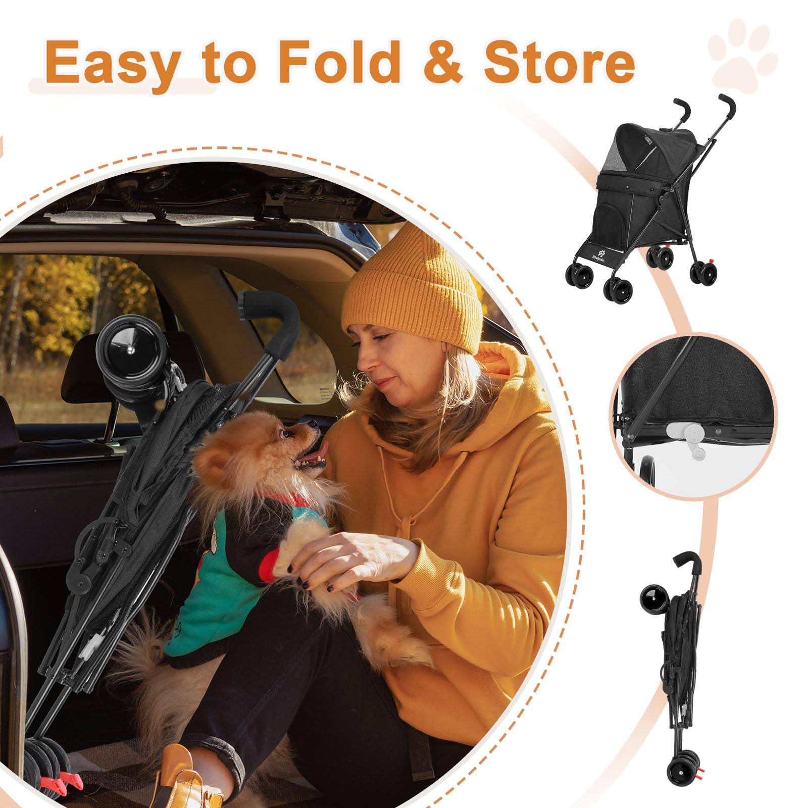 Amazon.co.jp: Wedyvko トラベルポータブル犬用ベビーカー ペット