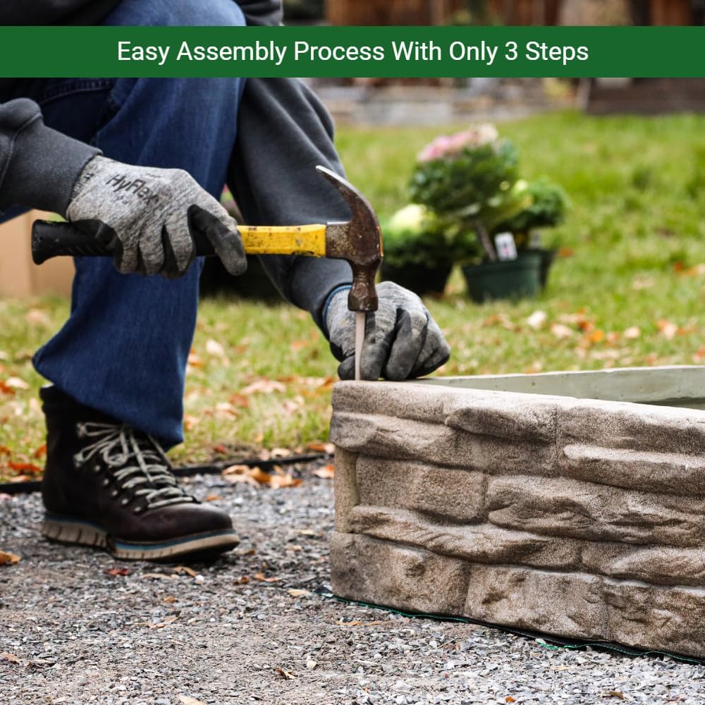 Raised Garden Bed Tan/Brown Ledgestones Composite Polyurethane Natural Look Stone Garden Planter Box (6-Pack)