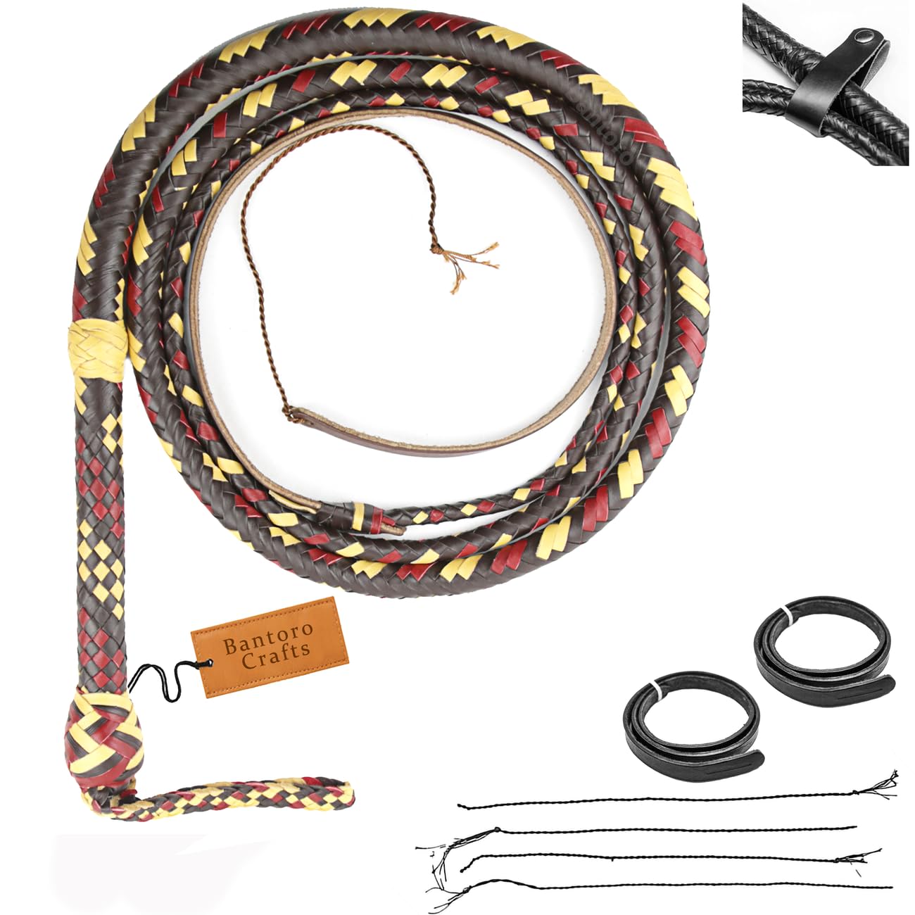 Indiana Jones Frusta in Pelle di Canguro equestre Pancia della Frusta in Pelle Resistente e Supporto in Pelle all'Interno 16 trecce Fili Pelle Intrecciata Frusta rumorosa Che schiocca