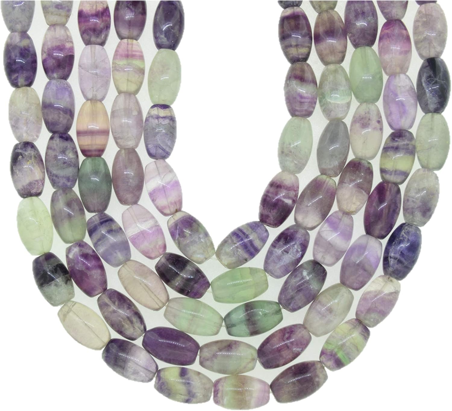 Natural Fluorite Plain Barrel Shape Gemstone Beads for Jewelry Making, Jewelry Supplies, Fluorite Beads 10x16 mm Size, 1 Strand Each of 16" Length