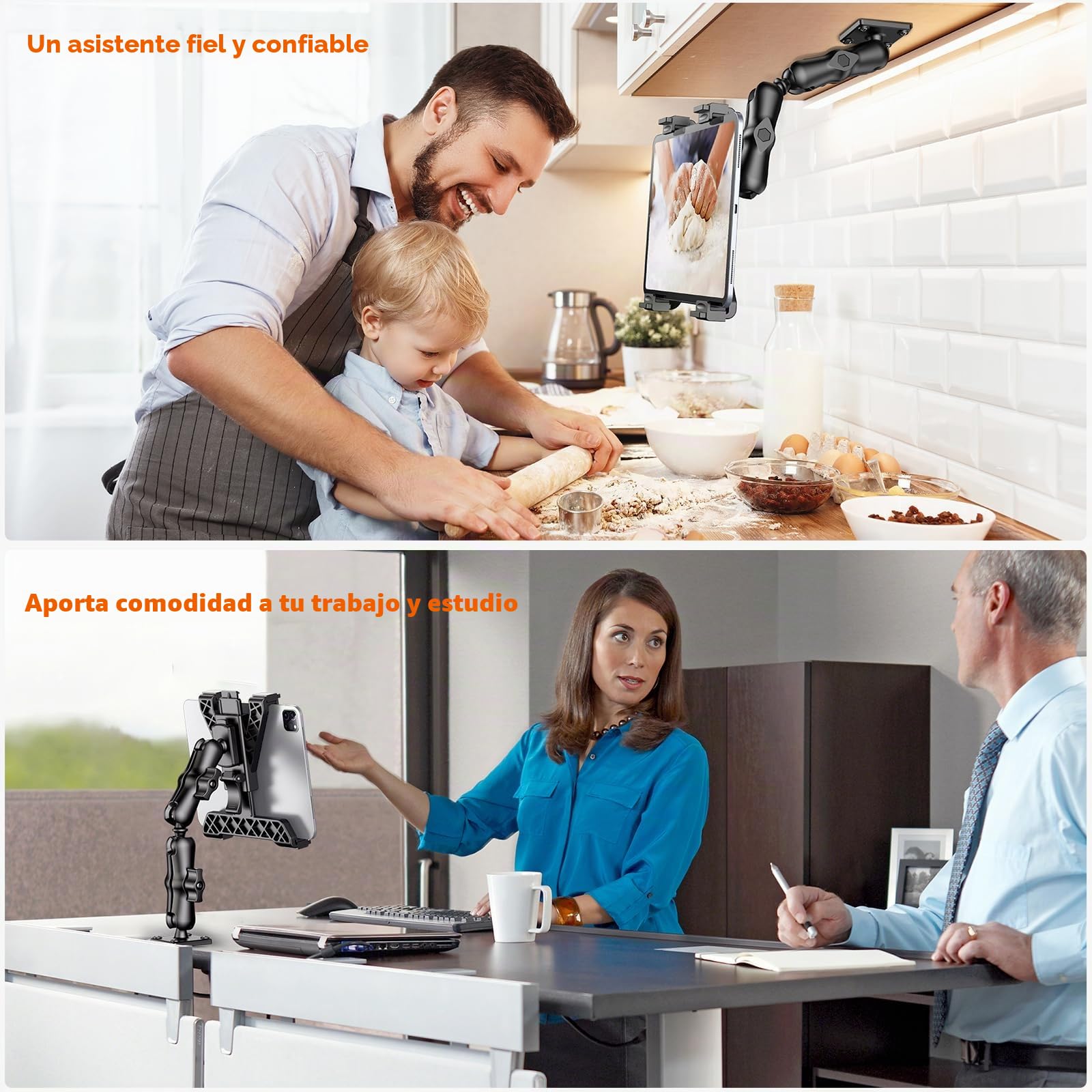 OHLPRO Soporte para tableta para camión, soporte resistente para iPad para base de taladro, soporte ajustable de 360° de 2 etapas para todos los iPad Pro de 7 a 11.5 pulgadas, Mini, Samsung Tab, Nexus