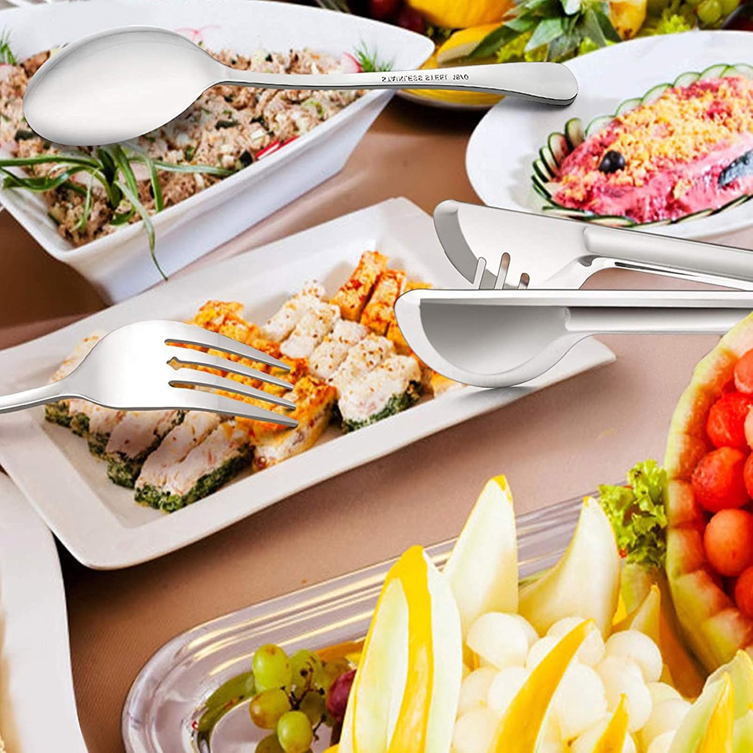 Chеареѕt 🛒 LIANYU 3 Large Serving Spoons, 3 Slotted Serving Spoons, 3 Serving Forks, 3 Serving Tongs, Buffet Catering Serving Spoons Fork Tongs, 12-Piece Stainless Steel Serving Utensils, Dishwasher Safe TOP оƒƒERS LIANYU 3 Large Serving Spoons, 3 Slotted Serving Spoons, 3 Serving Forks, 3 Serving Tongs, Buffet Catering Serving Spoons Fork Tongs, 12-Piece Stainless Steel Serving Utensils, Dishwasher Safe