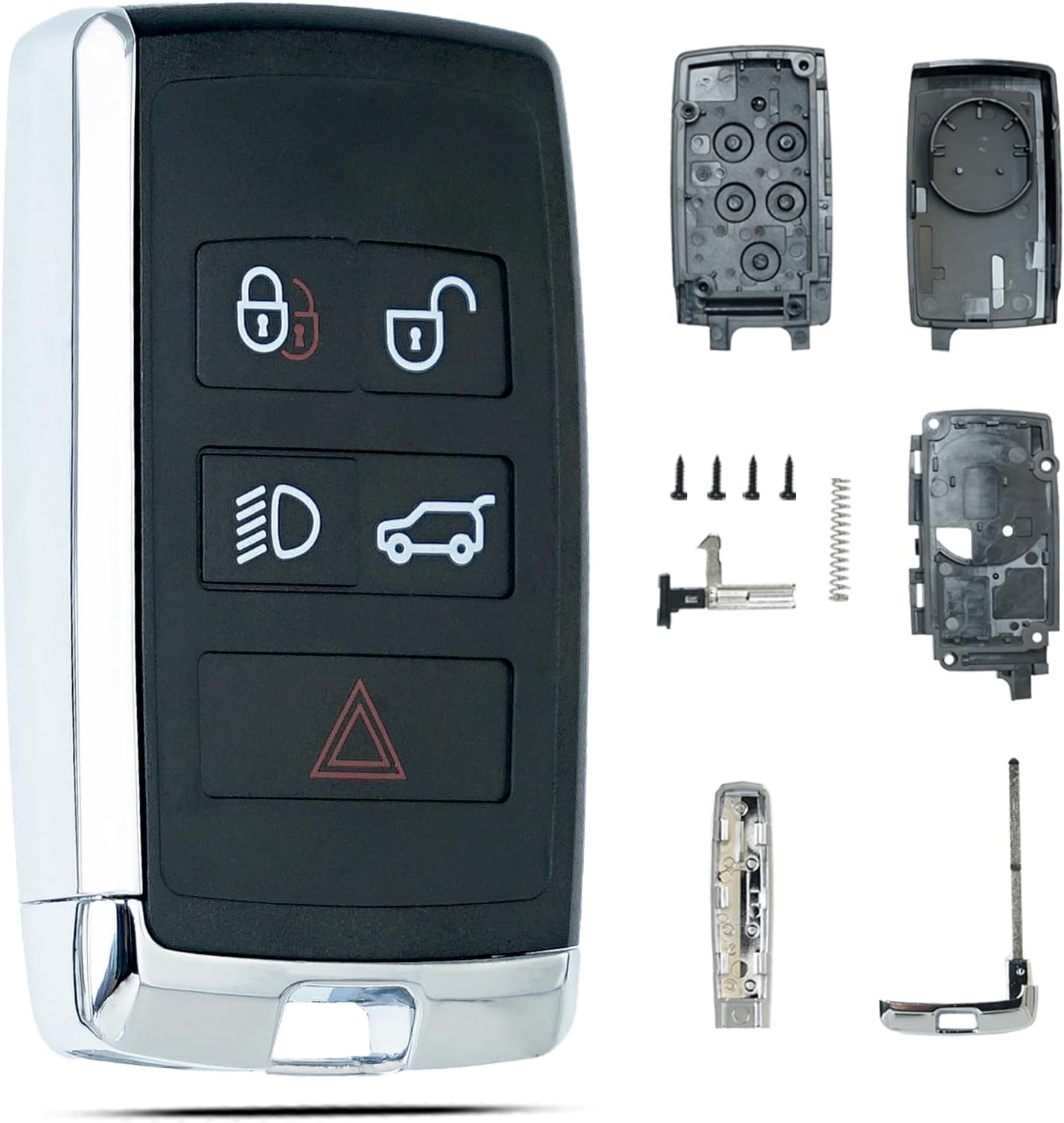 Key Fob Shell Case Replacement Fits for Land Rover Range Rover Discovery Sport Evoque 2018-2023 Keyless Entry Remote Control 5 Button Pad Cover