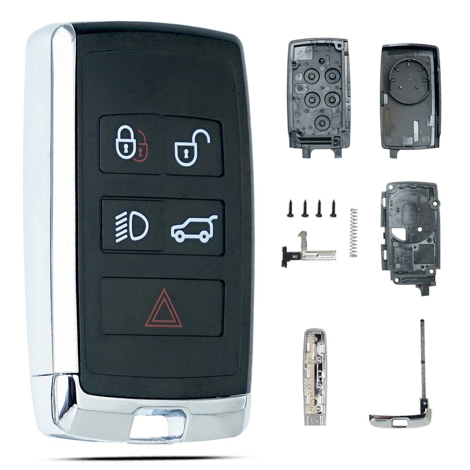 Key Fob Shell Case Replacement for 2018-2023 Land Rover Range Rover Sport Discovery Evoque Jaguar F-Pace F-Type E-Pace I-Pace XE XF XJ Keyless Entry Remote Control 5 Button KOBJXF18A