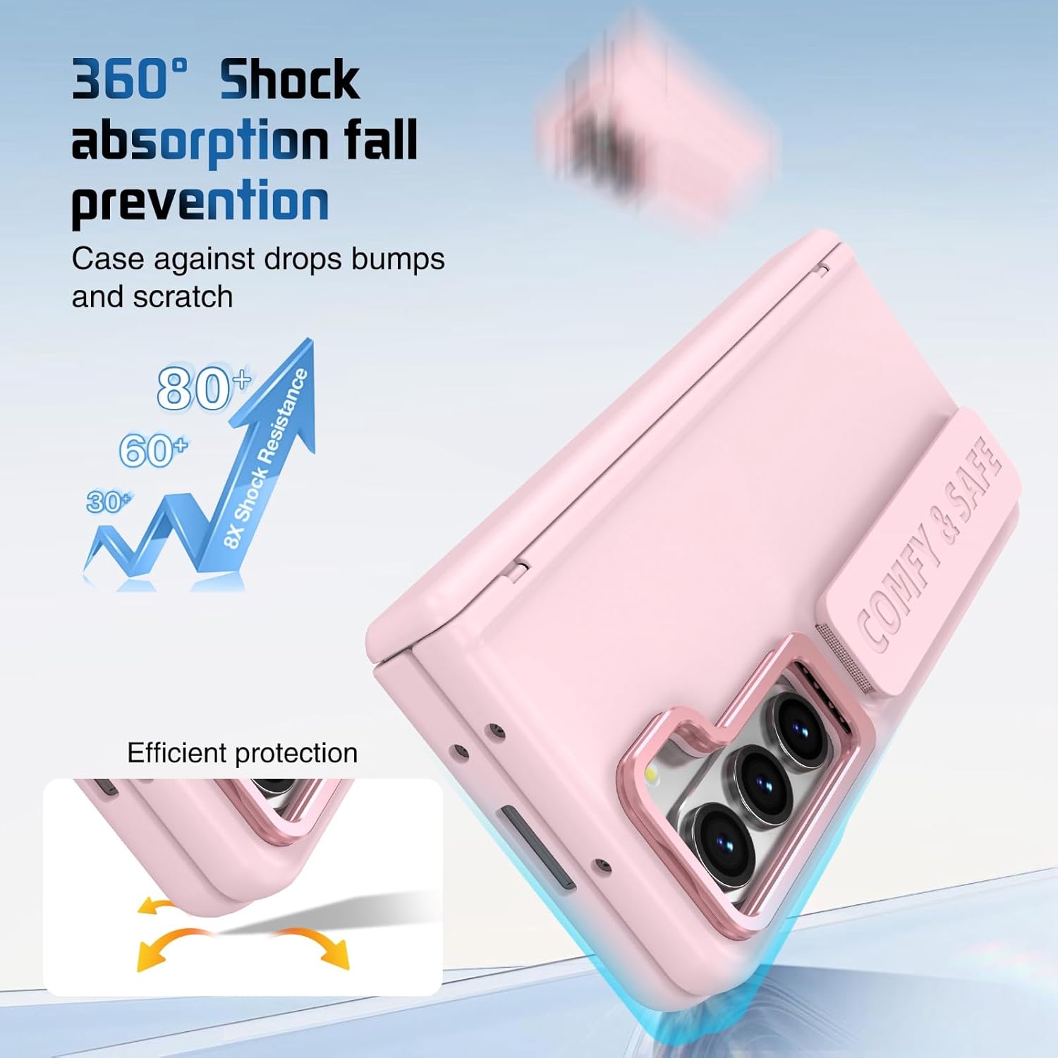 for Samsung Galaxy Z Fold 5 Hand Strap Case, Built-in Screen Protector & Hinge Protection & Camera Cover Kickstand, Military Grade Full Body Shockproof Protective, Pink