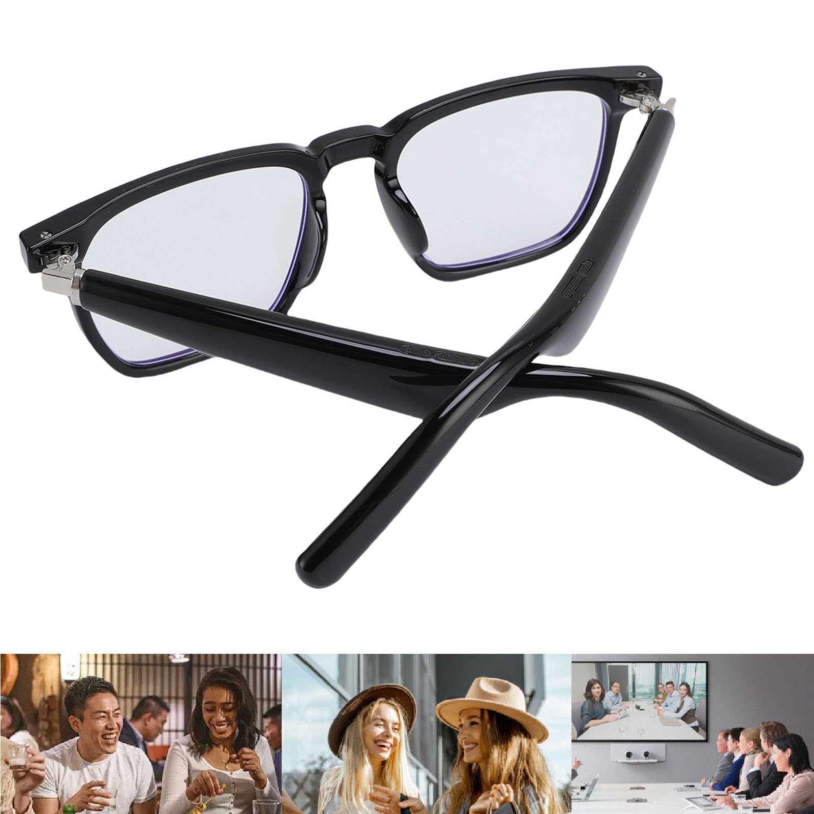 Zunate AI Translator Smart Glasses with Real Time 100 Language Translation, Video Interpretation Anti Blue Light, Bluetooth Glasses for Travel Business Meetings (Black)