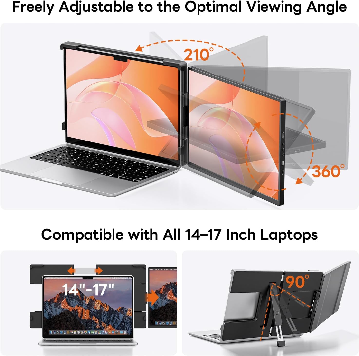 14" FHD 1200P Laptop Screen Extender for 14"-17.3" Laptop Portable Monitor image 5