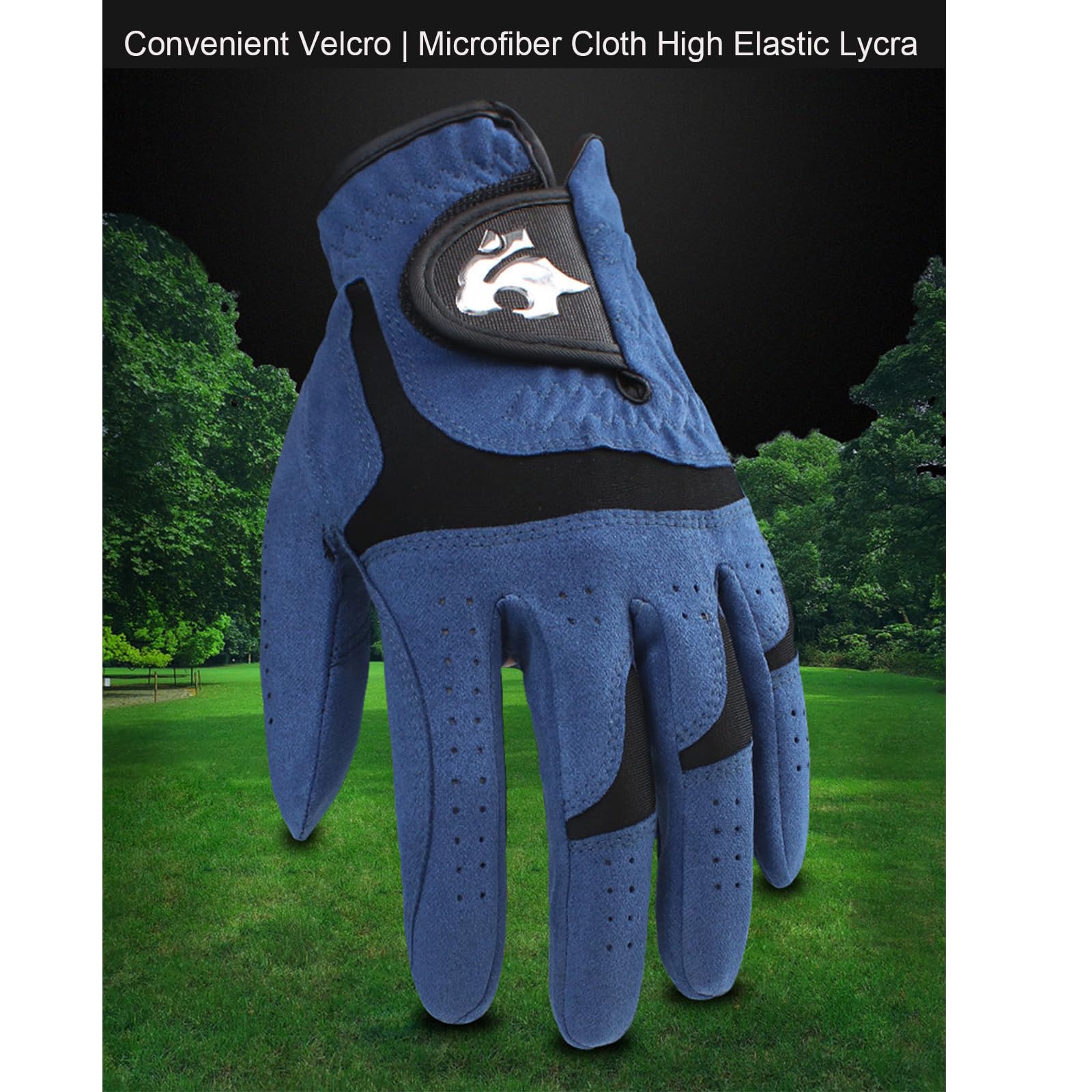 1 Pièces Gants de Golf Hommes Antidérapant Respirant Microfibre Tissu Main Gauche Golfeur Sports de Plein Air Gants avec Velcro,Black,26(Length20cm)