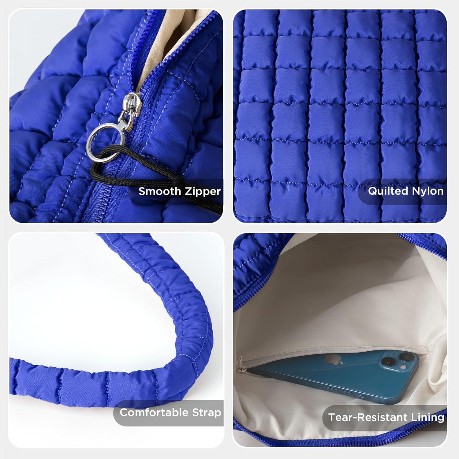 Puffer Tote Bag for Women Large Quilted Tote Bag Quilted Carryall Bag Soft Puffy Crossbody Bag Hobo Handbags Puff Purse - Image 7