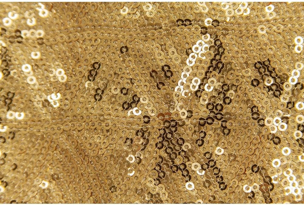 CVL 50 Pk, Diamond Glitz Sequin Table Runner Approx. 12"x108" Edge: Serge - Gold