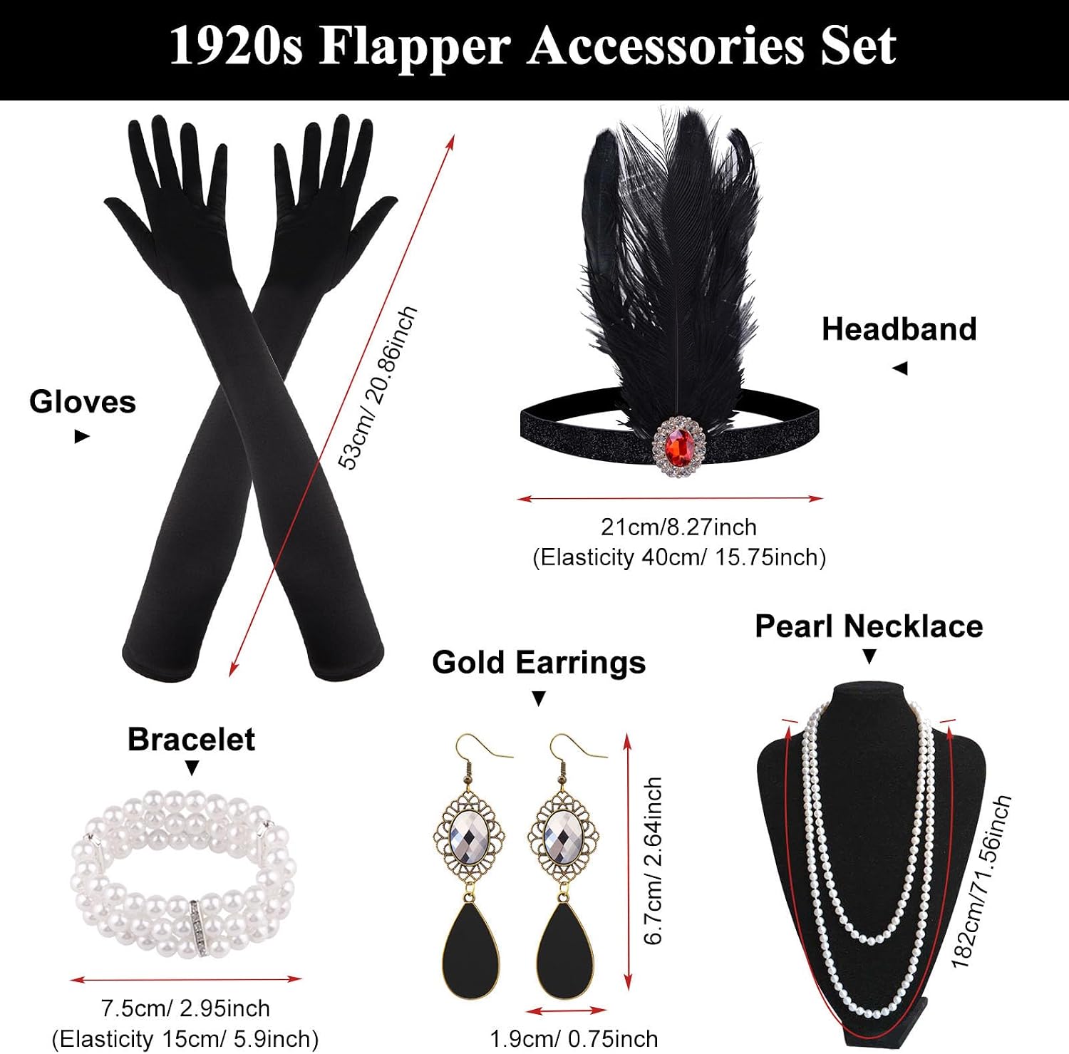 MIAHART 8 Pieces 1920s Great Gatsby Accessories Set for Women image 3