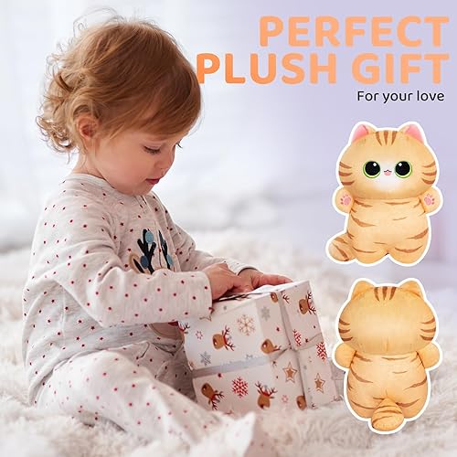 Miniatura 5 de Juguetes de peluche de gato marrón, lindos animales de peluche de gato, almohada de peluche Kawaii de gato, almohada de felpa Kawaii con bolsa de