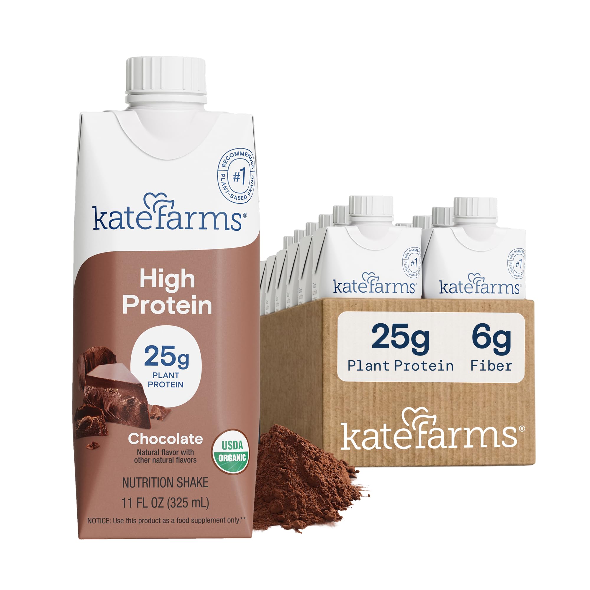KATE FARMS Organic High Protein Chocolate Nutrition Shake