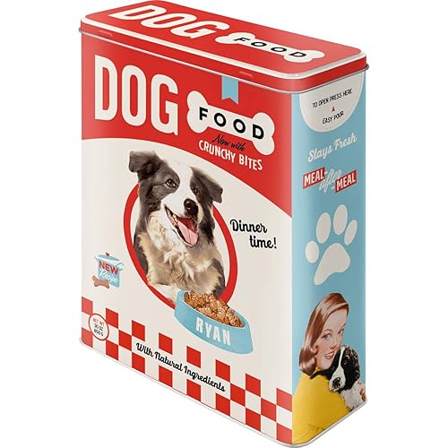 Nostalgic-Art Retro storage tin box XL, 135.3 oz, Dog Food – Gift idea for dog owners, large metal dry food can, vintage design
