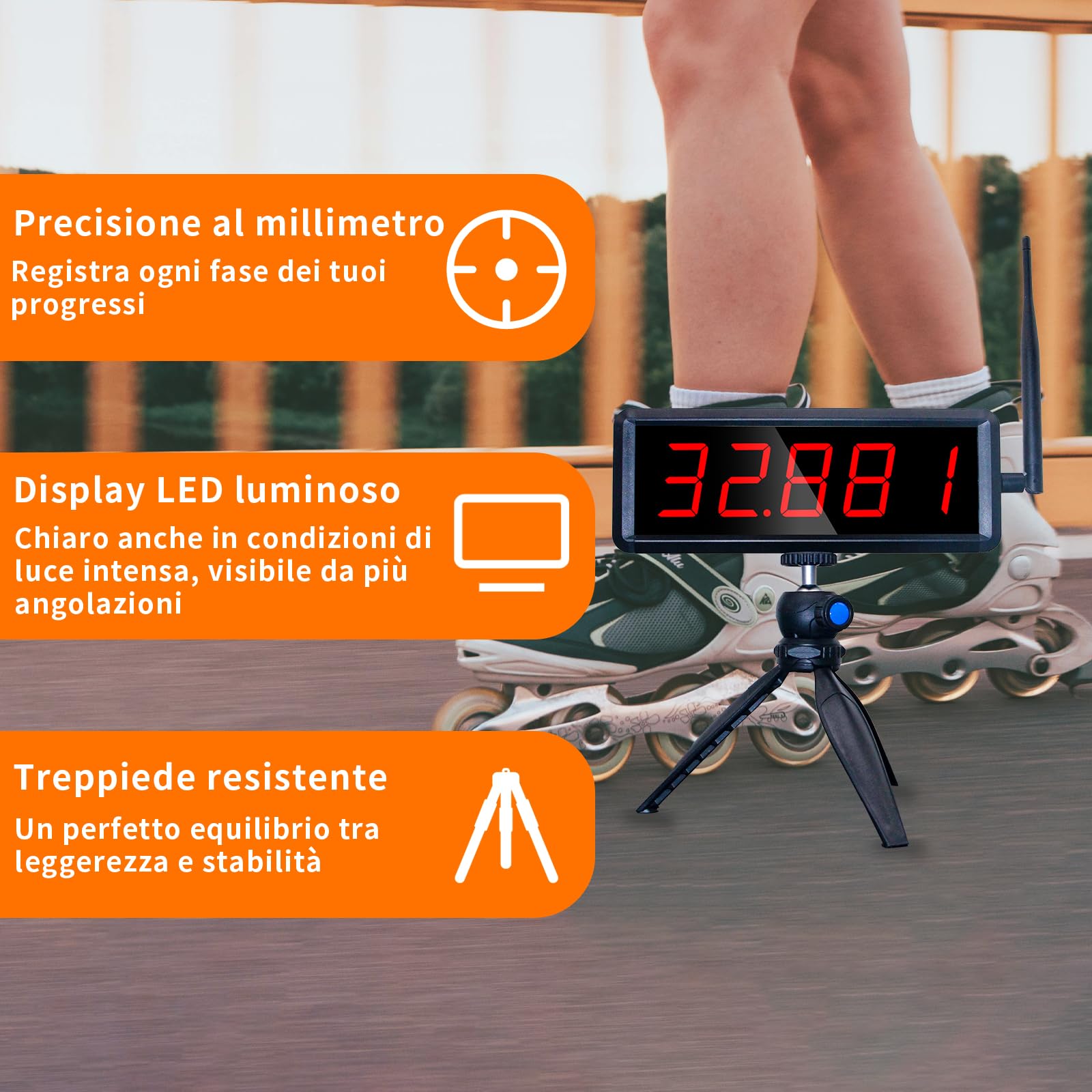 LUCKY TIME Cronometro laser wireless per sprint, sistema di allenamento laser a batteria per sprint su distanze di 40 e 60 iarde, display a LED rosso, cronometro da corsa per allenamento di velocità